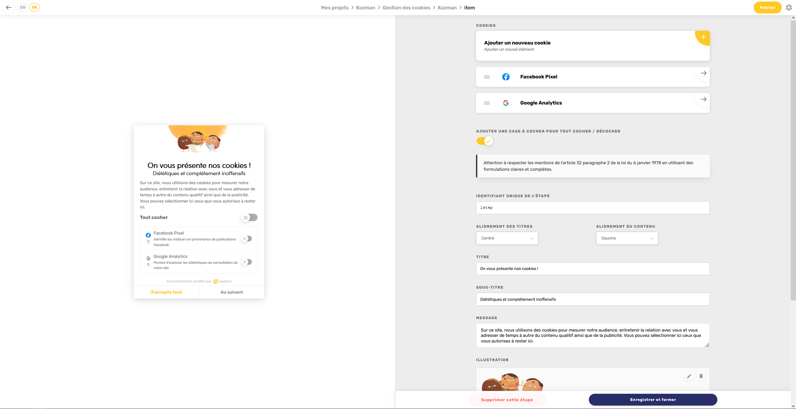 Configuration projet 6 - Exeptio - Cookies et RGPD - Kozman