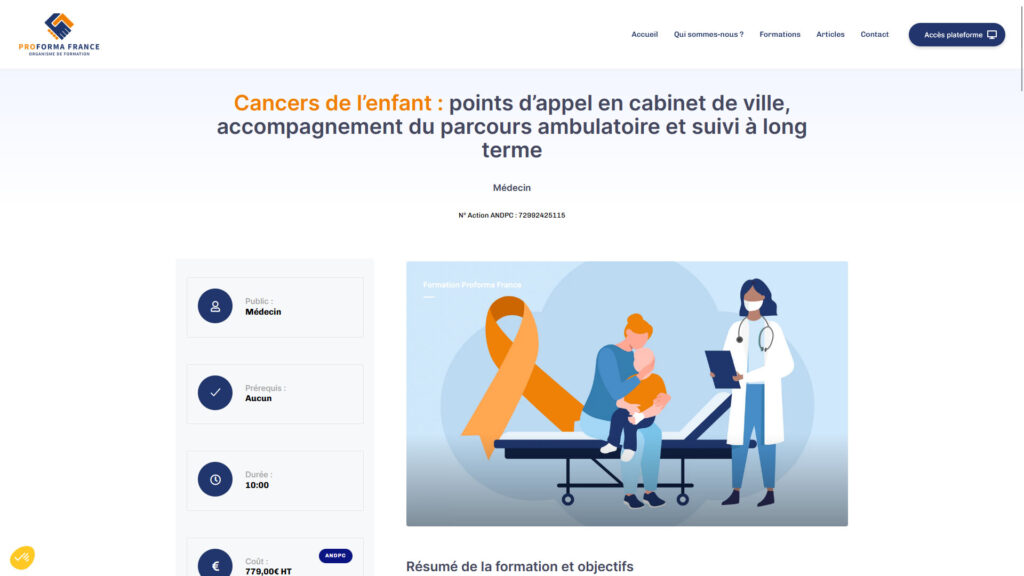 Le catalogue de formations du site Proforma France