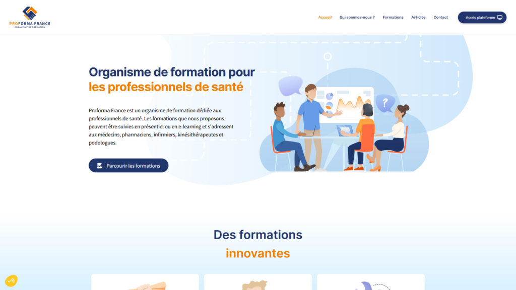 Une page du site Proforma France