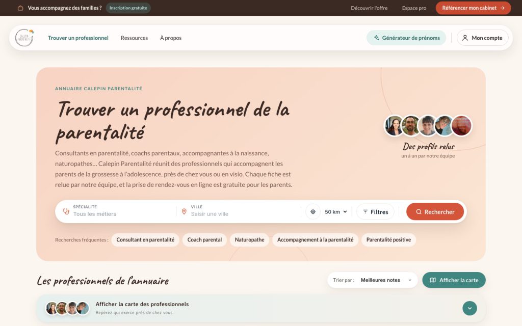 L'annuaire des professionnels de l'enfance de Calepin Parentalité
