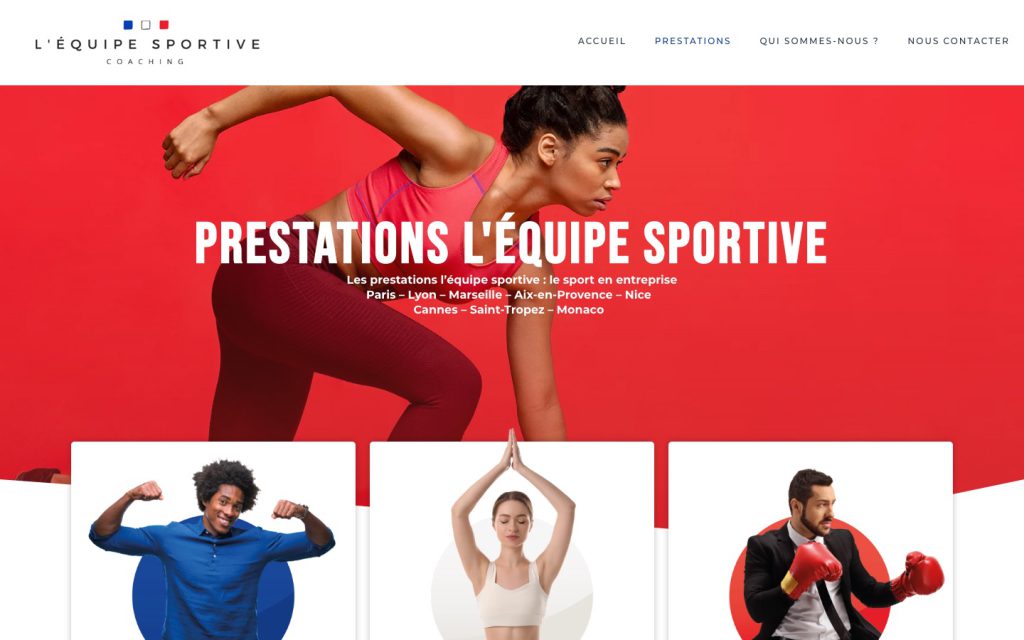 Les prestations de L'équipe Sportive sur son site
