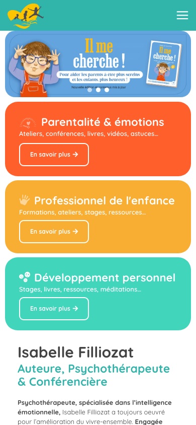 Le site d'Isabelle Filliozat sur mobile