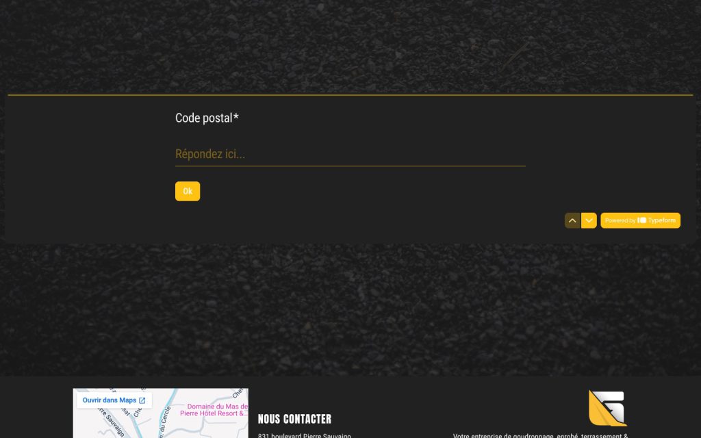 La page de demande de devis du site 83 Goudronnage