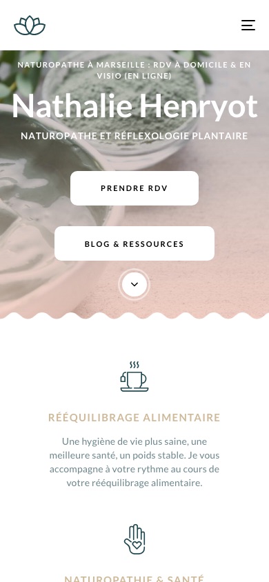 Le site de Nathalie Henryot sur mobile