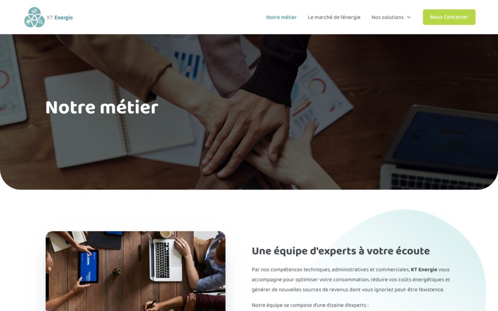 La page métier du site KT Énergie