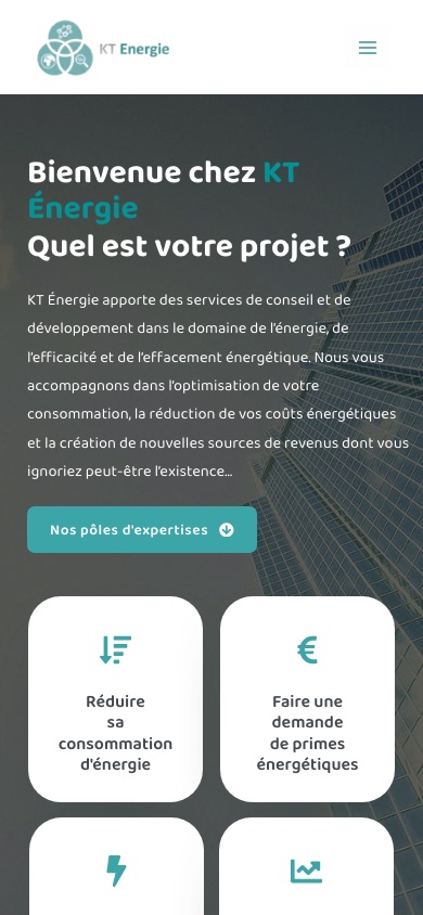 Le site KT Énergie sur mobile