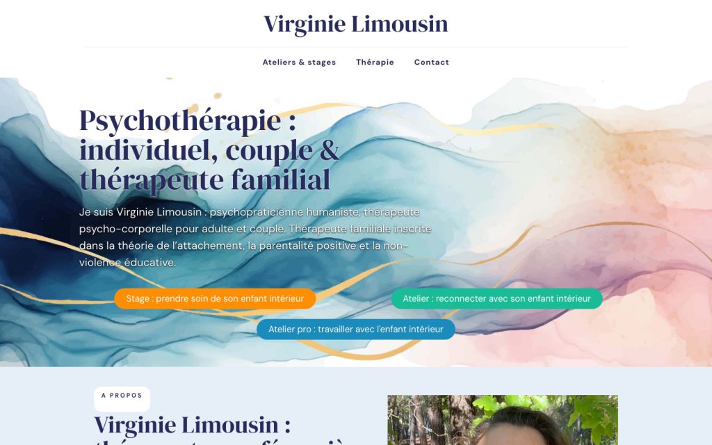 La page d'accueil du site de Virginie Limousin