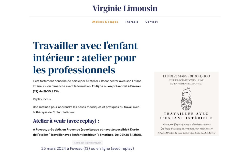 Une page accompagnement du site de Virginie Limousin