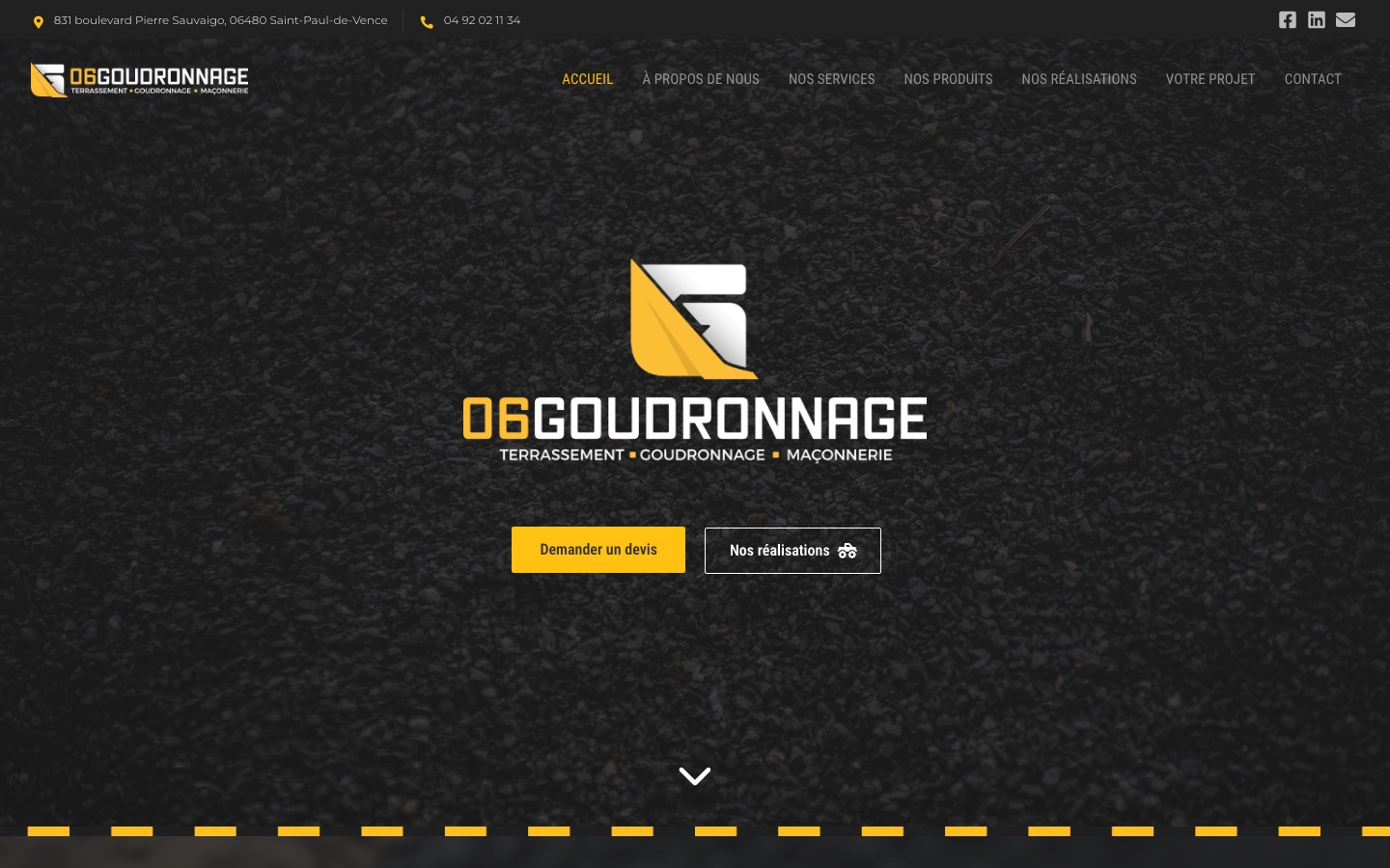 Page d'accueil du site 06 Goudronnage