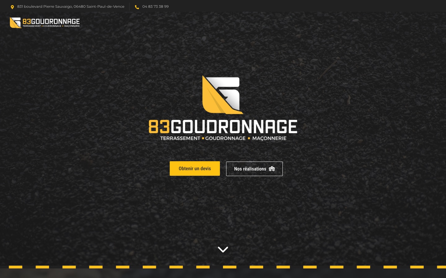Page d'accueil du site 83 Goudronnage