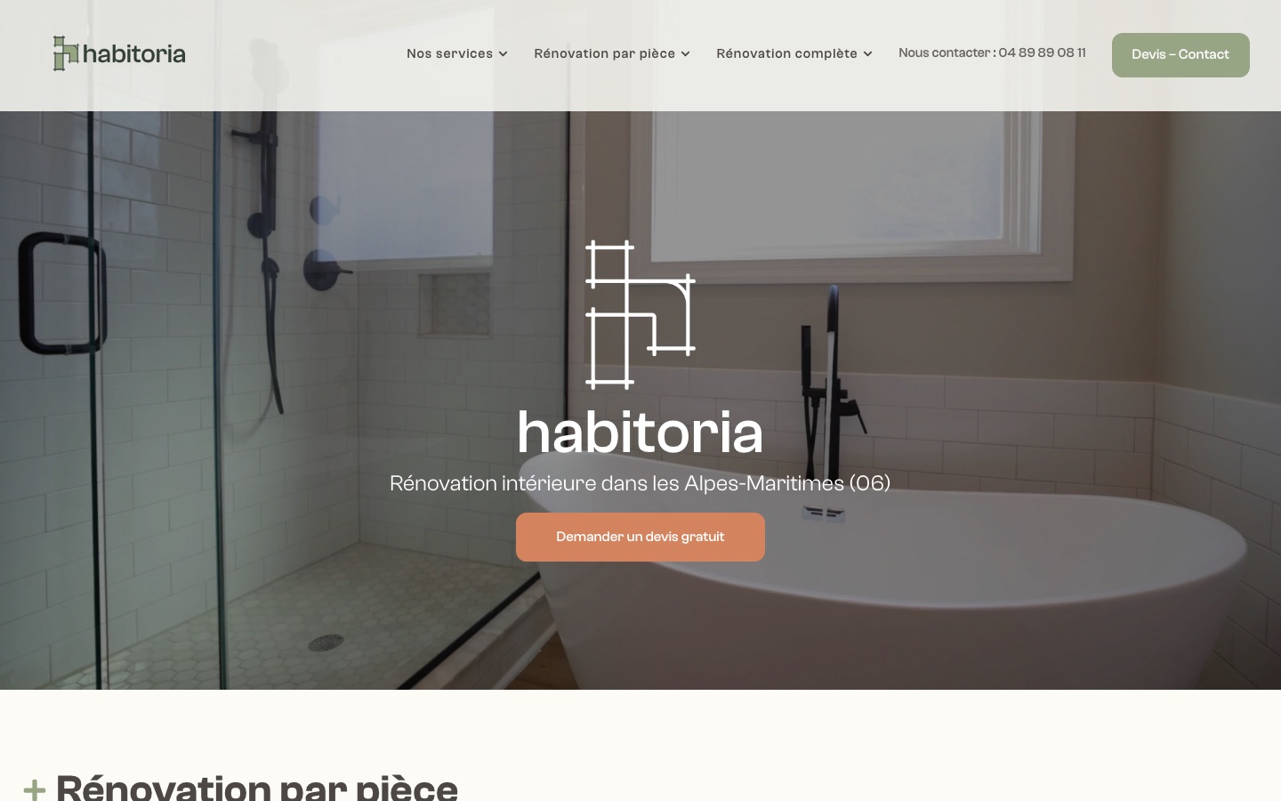 Page d'accueil du site Habitoria