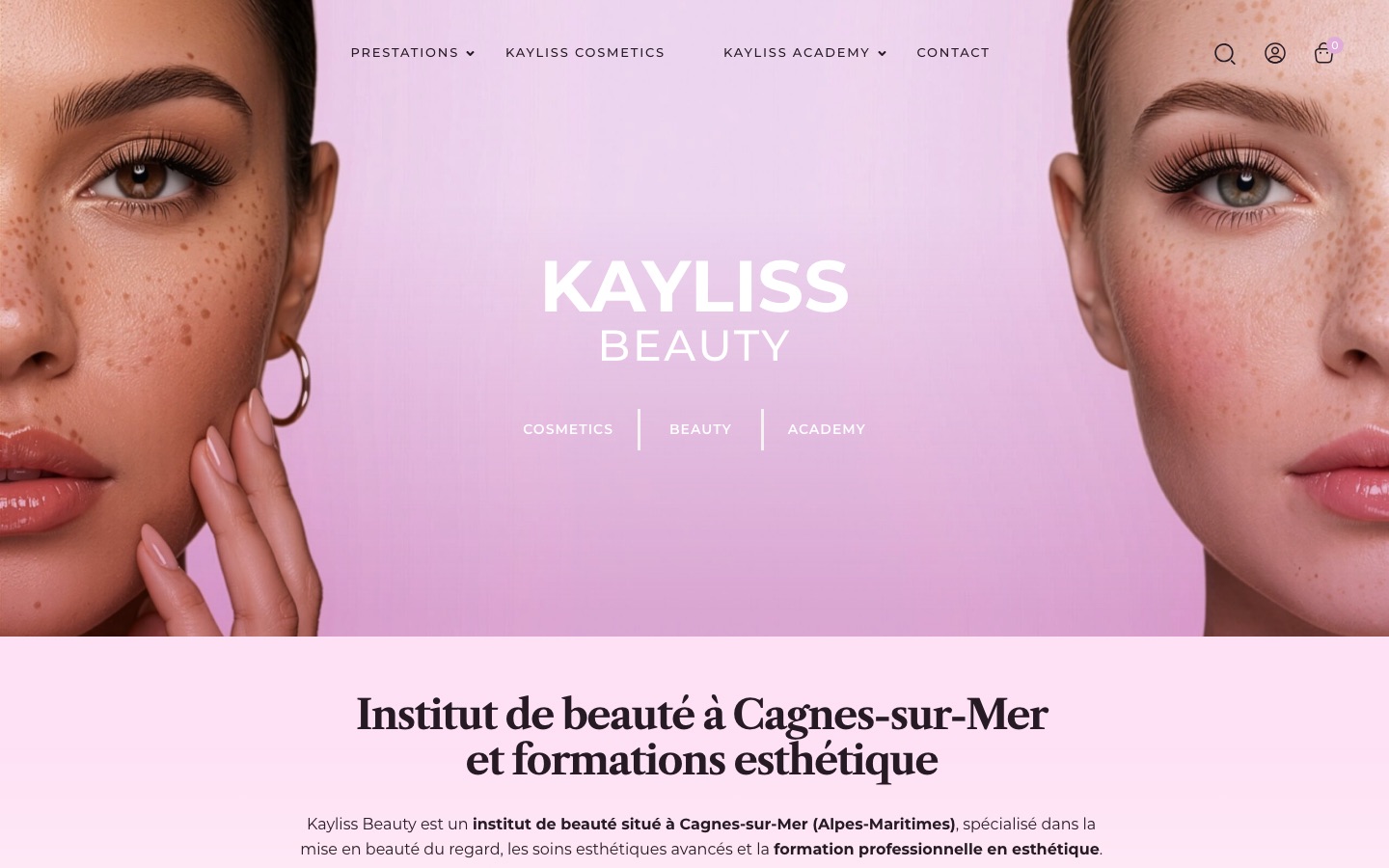 Page d'accueil du site Kayliss Beauty