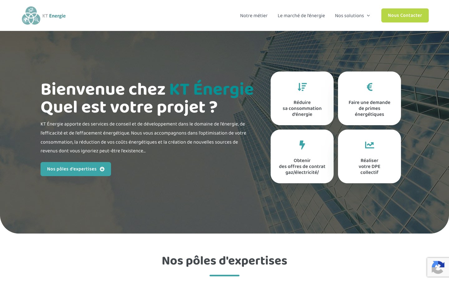 Page d'accueil du site KT Énergie