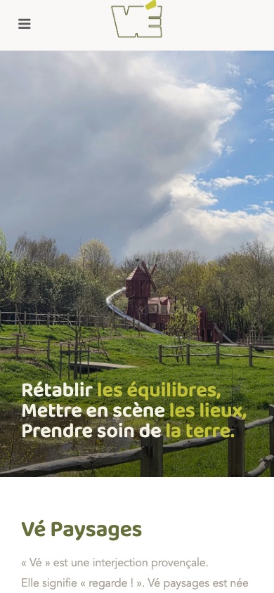 Le site Vé paysages sur mobile