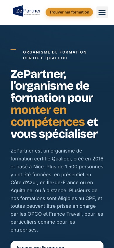Le nouveau site ZePartner sur mobile